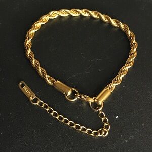 Gold Stainless Steel Rope Bracelet Women 7-8”